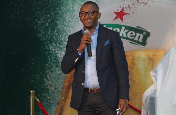 Heineken Country Manager Kenya Michael Mbungu speaks during the event