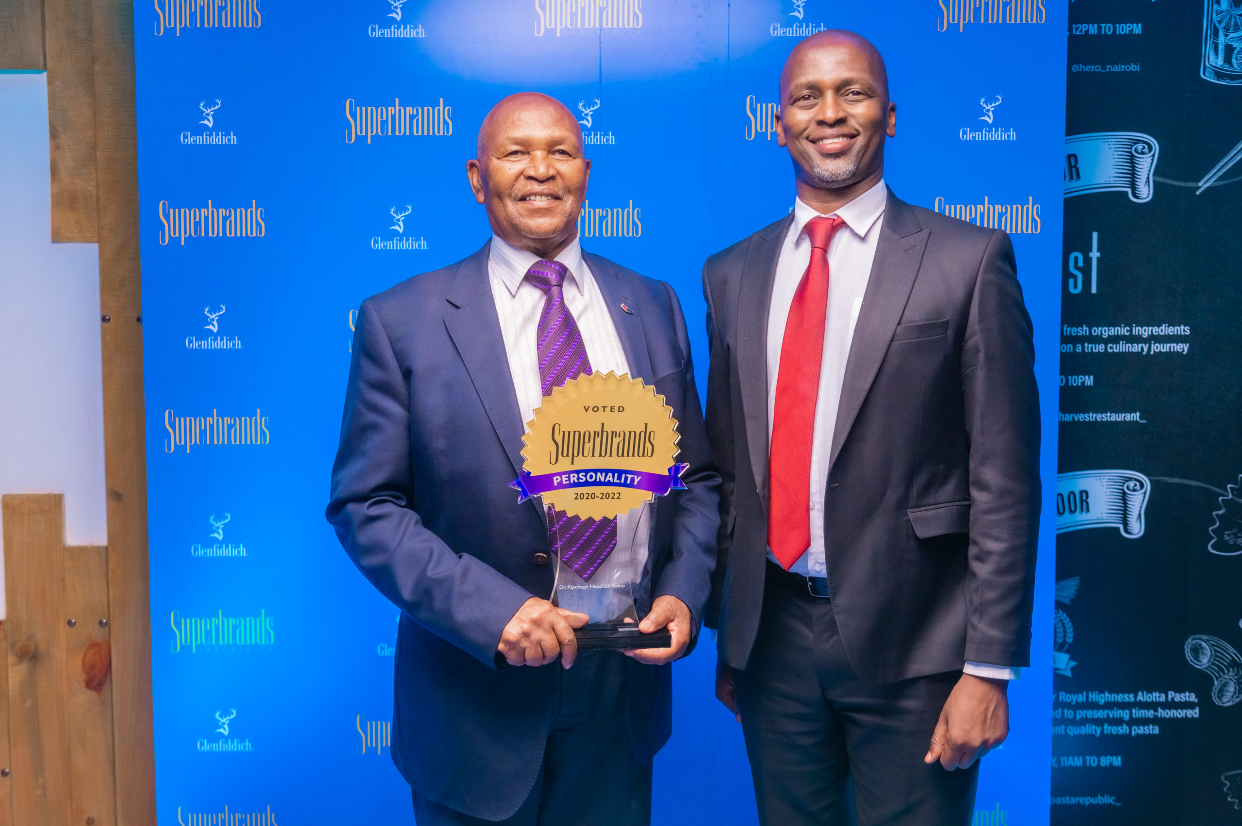 Superbrands Personality of the year Mr Kipchoge Keino with his son Mr Martin Keino scaled