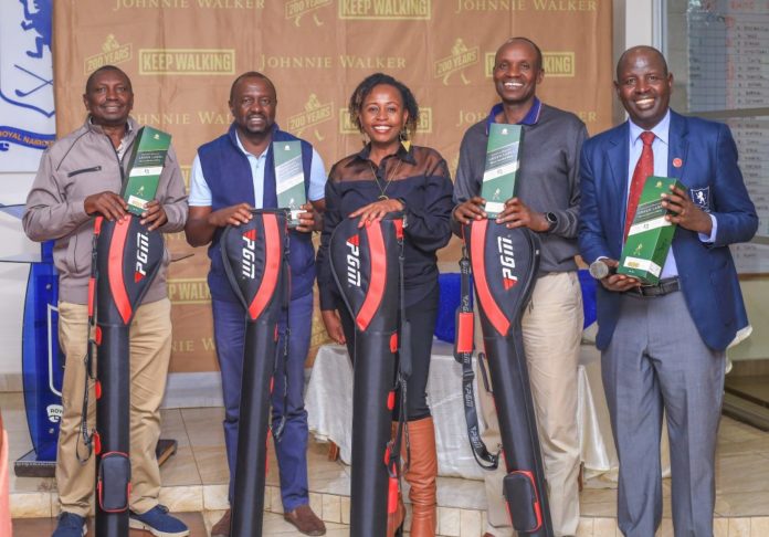 L-R-Winners-Morris-Njue-Paul-IchangiI-Josiah-Kogo-and-Royal-Nairobi-Golf-Club-Captain-Stanley-Kirui-are-presented-their-prizes-by-EABLs-Head-of-Media-Futures-Waithera-Kabi-1-1024x715.jpg