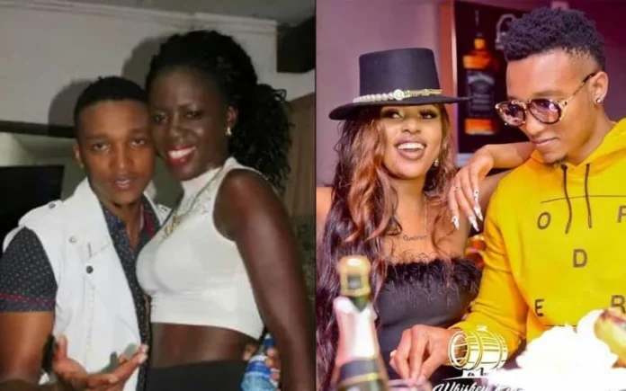 A split image of Kenyan singer Brown Mauzo with some of his past lovers
