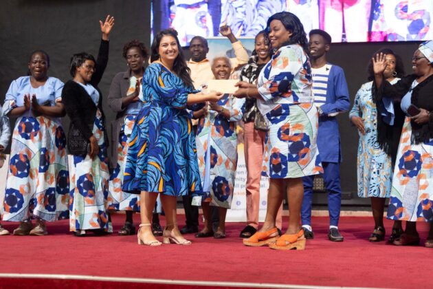 Kidogo CEO and Co founder Sabrina Habib celebrating with Mamaprenuers